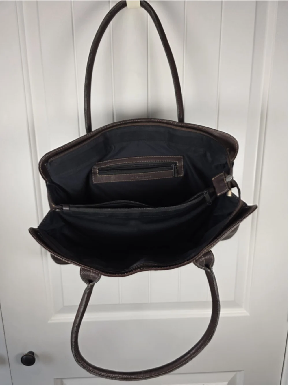 D'Luciano Brown Leather Shoulder Bag Tote Purse Pebbled Leather Classic Staple